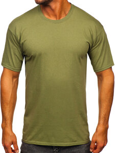 T-shirt in cotone senza stampa da uomo khaki Bolf B459