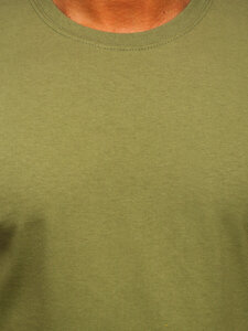 T-shirt in cotone senza stampa da uomo khaki Bolf B459