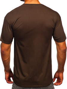 T-shirt in cotone senza stampa da uomo marrone Bolf B459