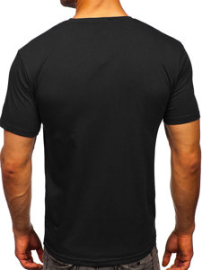 T-shirt in cotone senza stampa da uomo nero Bolf 192397