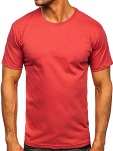 T-shirt in cotone senza stampa da uomo rosa salmone Bolf 192397