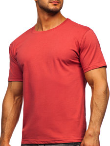 T-shirt in cotone senza stampa da uomo rosa salmone Bolf 192397