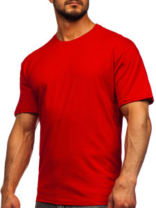 T-shirt in cotone senza stampa da uomo rosso Bolf 192397