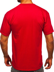 T-shirt in cotone senza stampa da uomo rosso Bolf B459