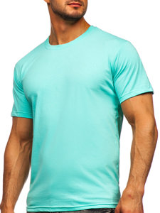 T-shirt in cotone senza stampa da uomo verde menta Bolf 192397