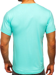 T-shirt in cotone senza stampa da uomo verde menta Bolf 192397