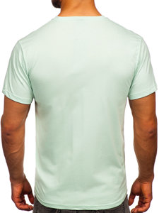 T-shirt in cotone senza stampa da uomo verde menta chiaro Bolf 192397