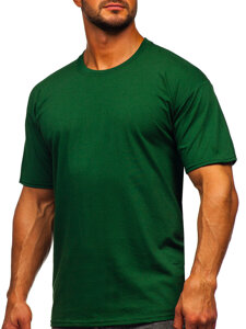 T-shirt in cotone senza stampa da uomo verde scuro Bolf B459