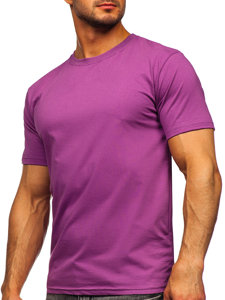 T-shirt in cotone senza stampa da uomo viola Bolf 192397