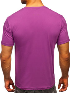 T-shirt in cotone senza stampa da uomo viola Bolf 192397