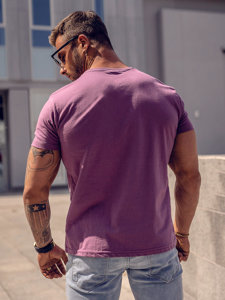 T-shirt in cotone senza stampa da uomo viola Bolf 192397A