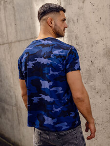 T-shirt mimetica a maniche corte da uomo blu Bolf S807A1