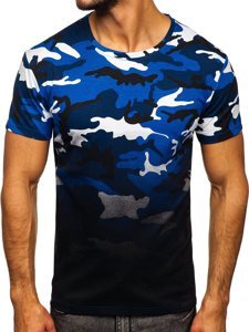 T-shirt mimetica con stampa da uomo azzurra Bolf S808