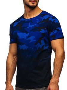 T-shirt mimetica con stampa da uomo blu Bolf S808