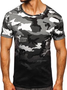 T-shirt mimetica con stampa da uomo grigia Bolf S808