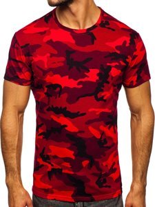 T-shirt mimetica da uomo rossa Bolf S807