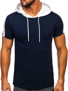 T-shirt senza stampa con cappuccio blu Bolf 8T299