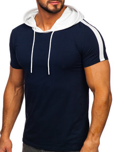 T-shirt senza stampa con cappuccio blu Bolf 8T299