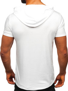 T-shirt senza stampa con cappuccio da uomo bianca Bolf 8T89