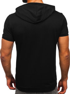 T-shirt senza stampa con cappuccio da uomo nera Bolf 8T955