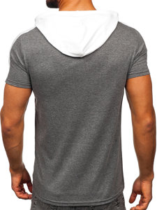 T-shirt senza stampa con cappuccio grigia Bolf 8T299