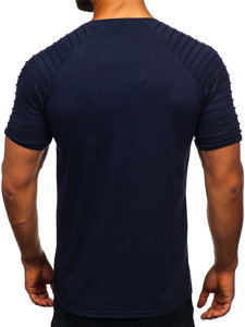 T-shirt senza stampa da uomo blu Bolf 8T88