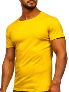 T-shirt senza stampa da uomo giallo scuro Bolf 2005