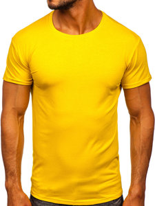 T-shirt senza stampa da uomo giallo scuro Bolf 2005