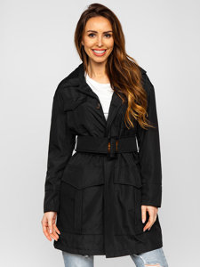 Trench cappotto lungo con cintura da donna nero Bolf AG5012