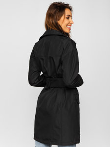 Trench cappotto lungo con cintura da donna nero Bolf AG5012