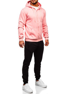 Tuta con felpa a zip con cappuccio da uomo rosa chiara Bolf D004