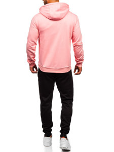 Tuta con felpa a zip con cappuccio da uomo rosa chiara Bolf D004