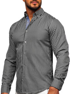 Uomo Camicia a maniche lunghe a righe Nero Bolf 22730