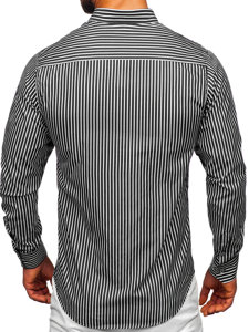 Uomo Camicia a maniche lunghe a righe Nero Bolf 22730