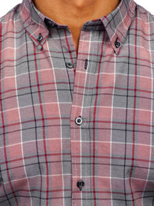 Uomo Camicia a quadri con maniche lunghe Rosso Bolf 22748