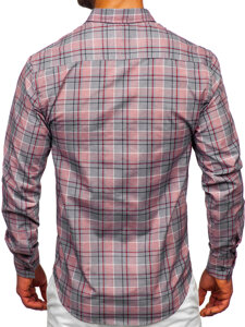 Uomo Camicia a quadri con maniche lunghe Rosso Bolf 22748