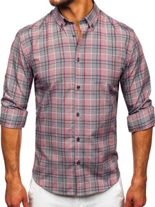 Uomo Camicia a quadri con maniche lunghe Rosso Bolf 22748