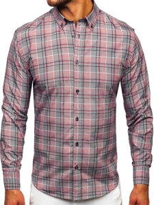 Uomo Camicia a quadri con maniche lunghe Rosso Bolf 22748