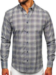 Uomo Camicia a quadri con maniche lunghe Verde Bolf 22748