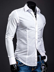 Uomo Camicia elegante a maniche lunghe Bianco Bolf 1703A