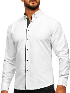 Uomo Camicia elegante a maniche lunghe Bianco Bolf 17724