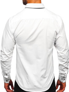 Uomo Camicia elegante a maniche lunghe Bianco-Nero Bolf 3703