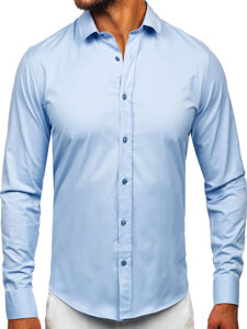 Uomo Camicia elegante a maniche lunghe Blu Bolf 24702