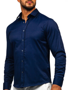 Uomo Camicia elegante a maniche lunghe Blu scuro Bolf 24702