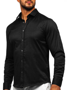 Uomo Camicia elegante a maniche lunghe Nero Bolf 24702