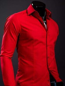 Uomo Camicia elegante a maniche lunghe Rosso Bolf 1703A