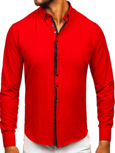 Uomo Camicia elegante a maniche lunghe Rosso Bolf 24701