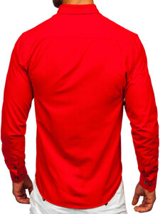 Uomo Camicia elegante a maniche lunghe Rosso Bolf 24701