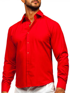 Uomo Camicia elegante a maniche lunghe Rosso Bolf 24740