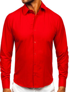 Uomo Camicia elegante a maniche lunghe Rosso Bolf 24740